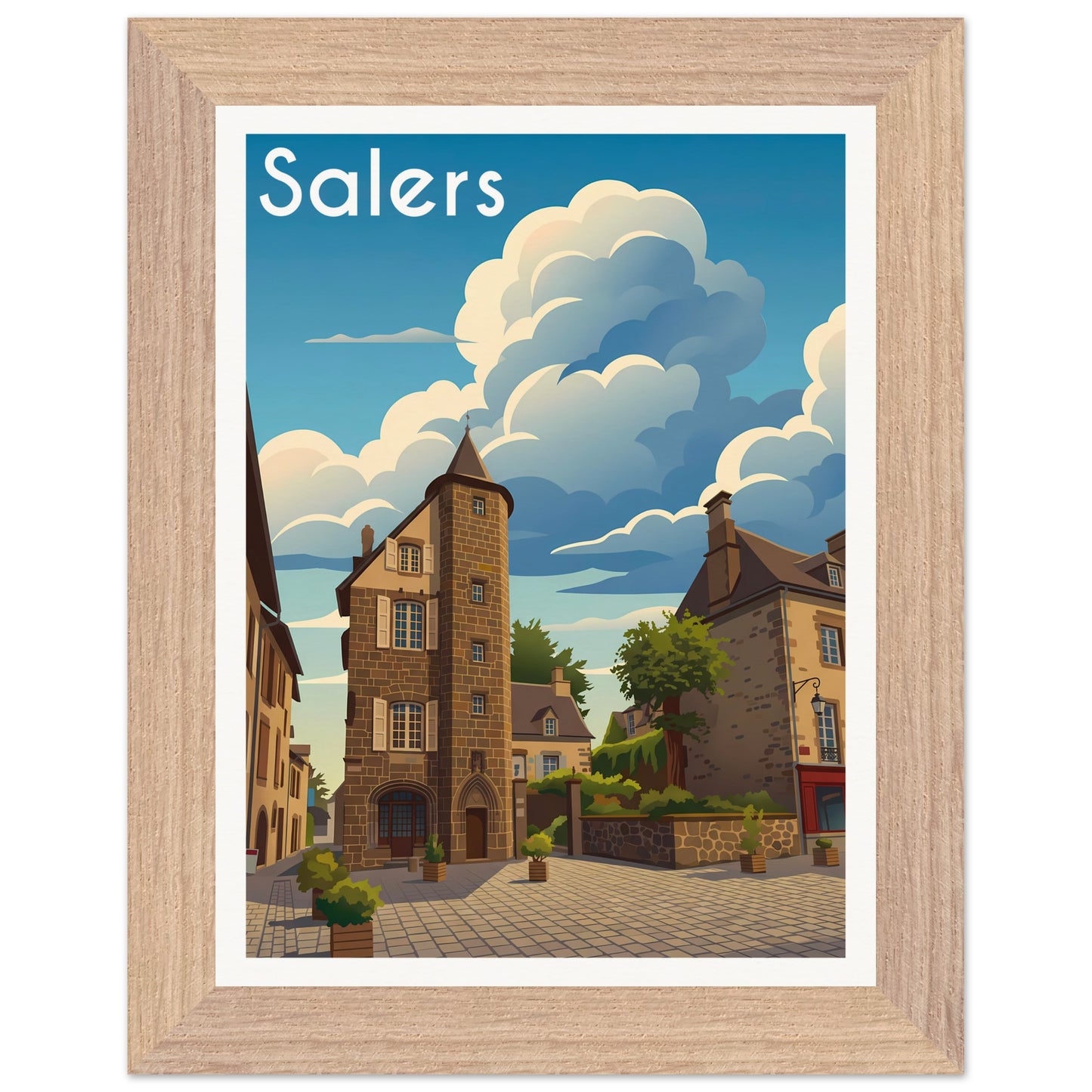 Affiche Salers - Encadrée, cadre bois 15x20 cm