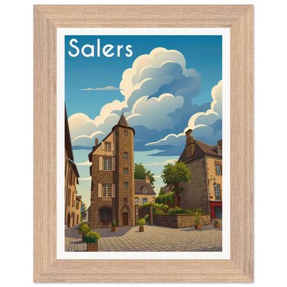 Affiche Salers - Encadrée, cadre bois 15x20 cm