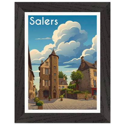 Affiche Salers - Encadrée, cadre noir 15x20 cm