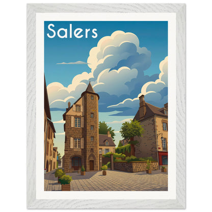 Affiche Salers - Encadrée, cadre blanc 30x40 cm