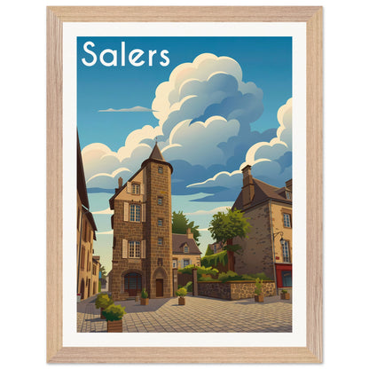 Affiche Salers - Encadrée, cadre bois 30x40 cm
