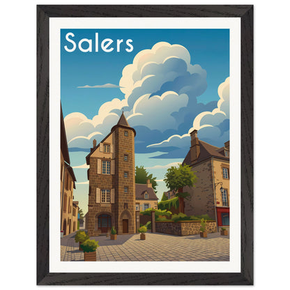 Affiche Salers - Encadrée, cadre noir 30x40 cm