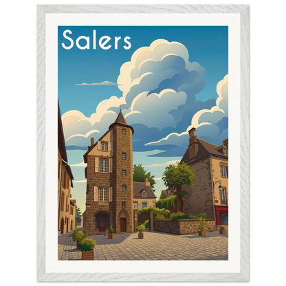 Affiche Salers - Encadrée, cadre blanc 45x60 cm