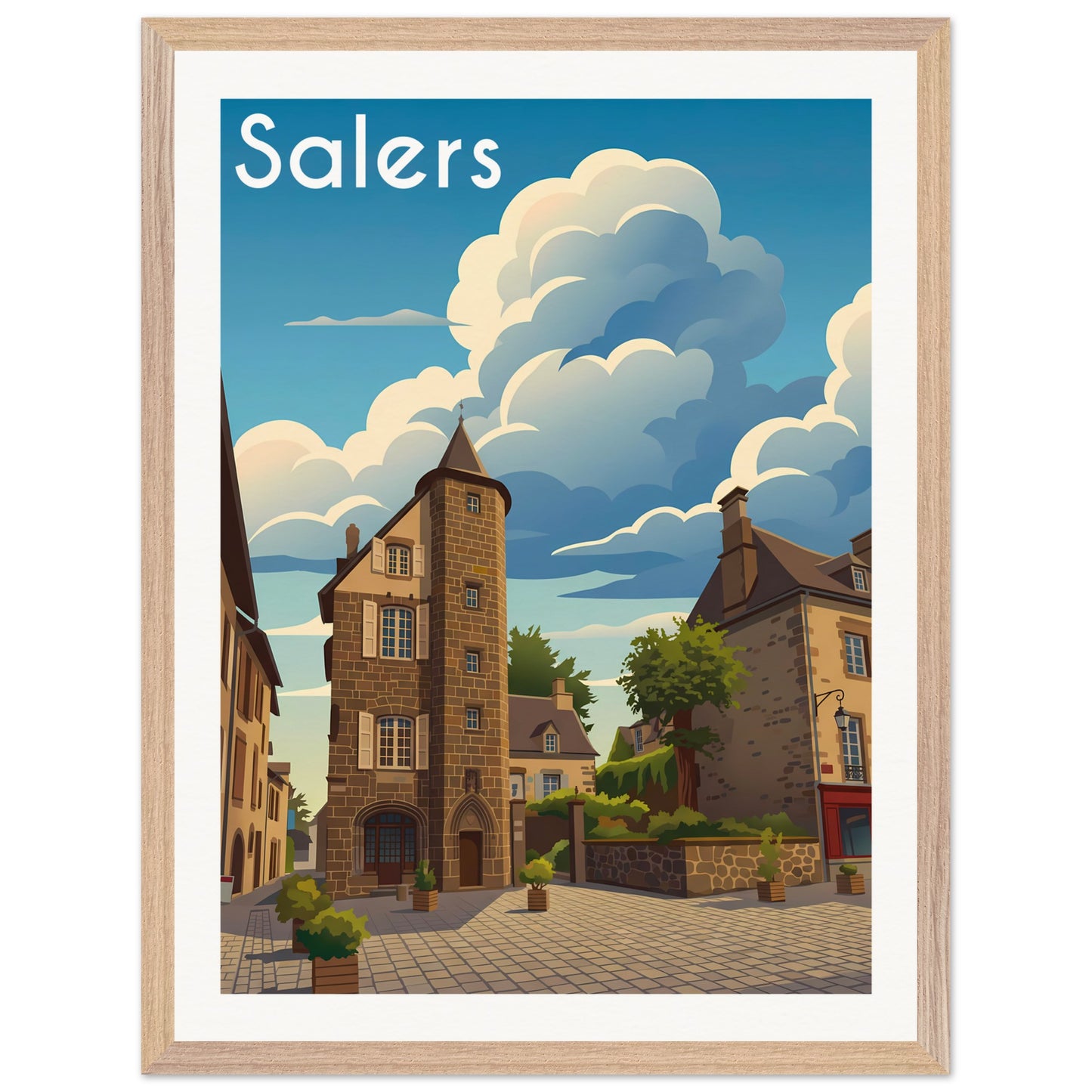 Affiche Salers - Encadrée, cadre bois 45x60 cm