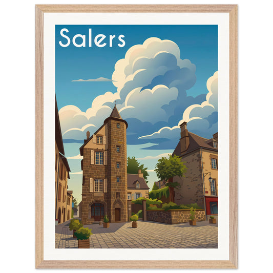Affiche Salers - Encadrée, cadre bois 45x60 cm