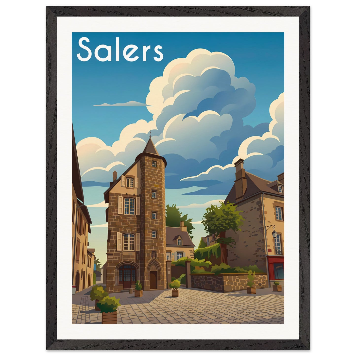 Affiche Salers - Encadrée, cadre noir 45x60 cm