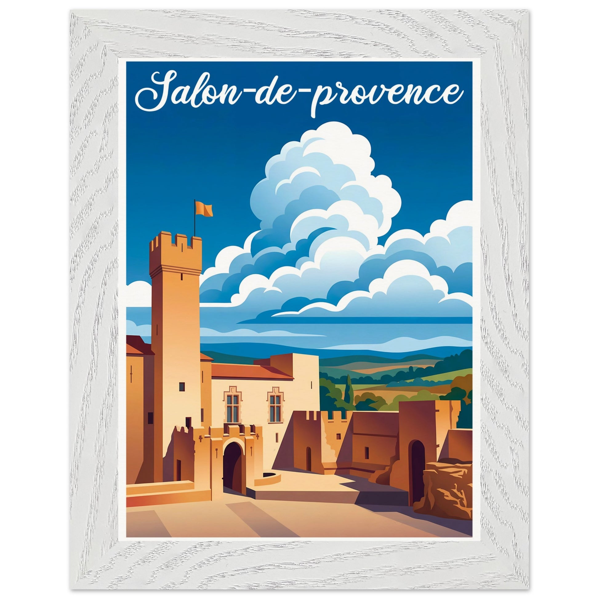 Affiche Salon-de-Provence - Encadrée, cadre blanc 15x20 cm