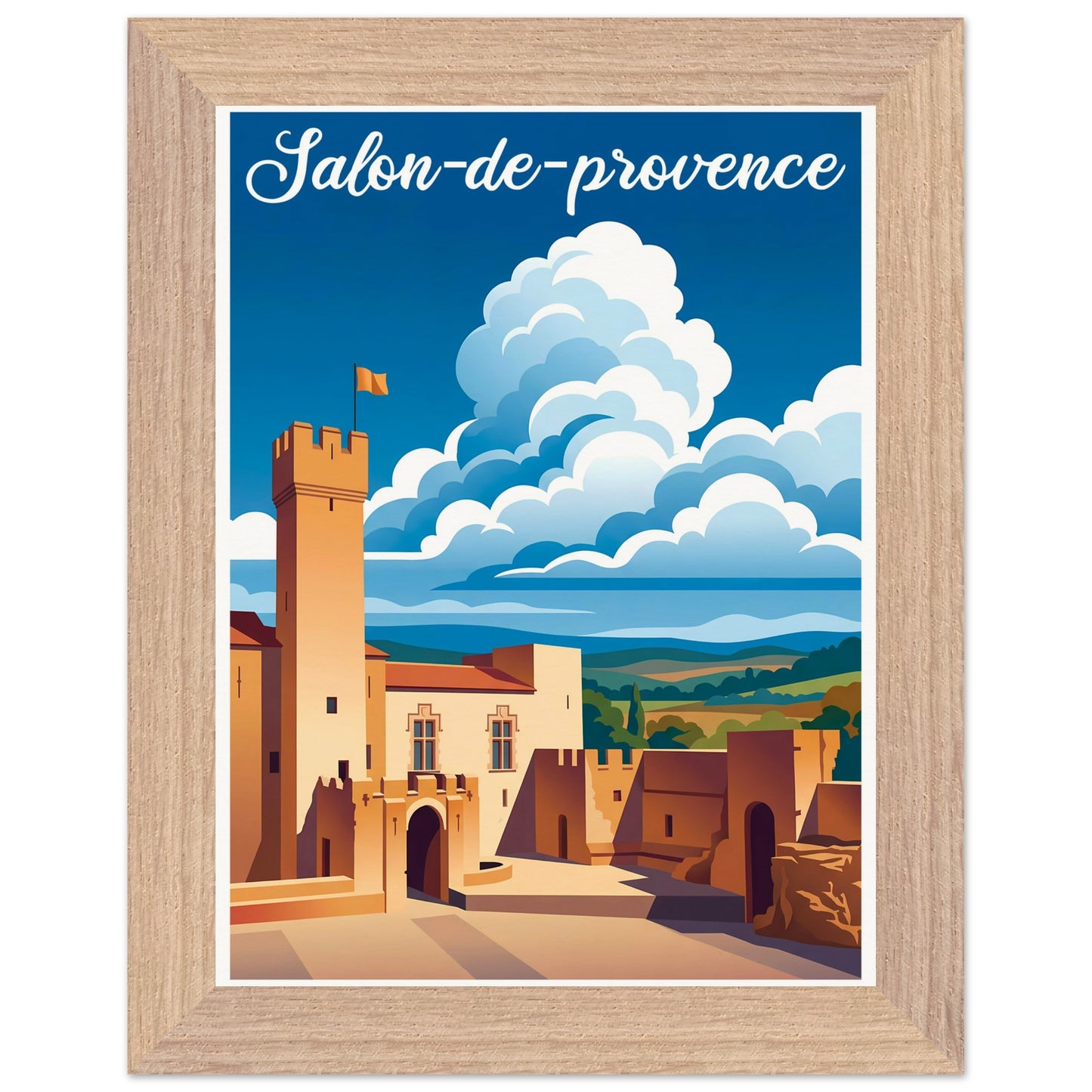 Affiche Salon-de-Provence - Encadrée, cadre bois 15x20 cm