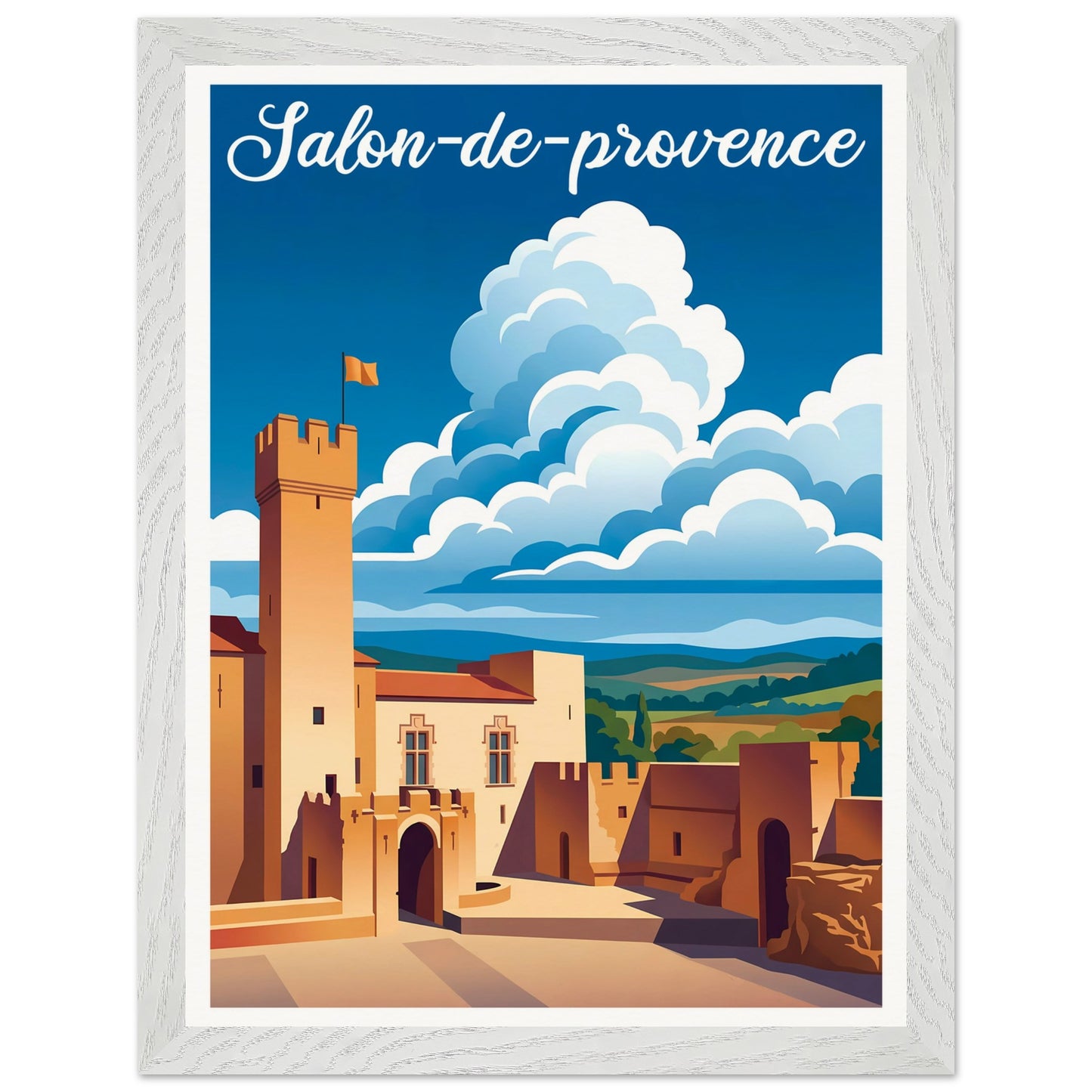 Affiche Salon-de-Provence - Encadrée, cadre blanc 30x40 cm