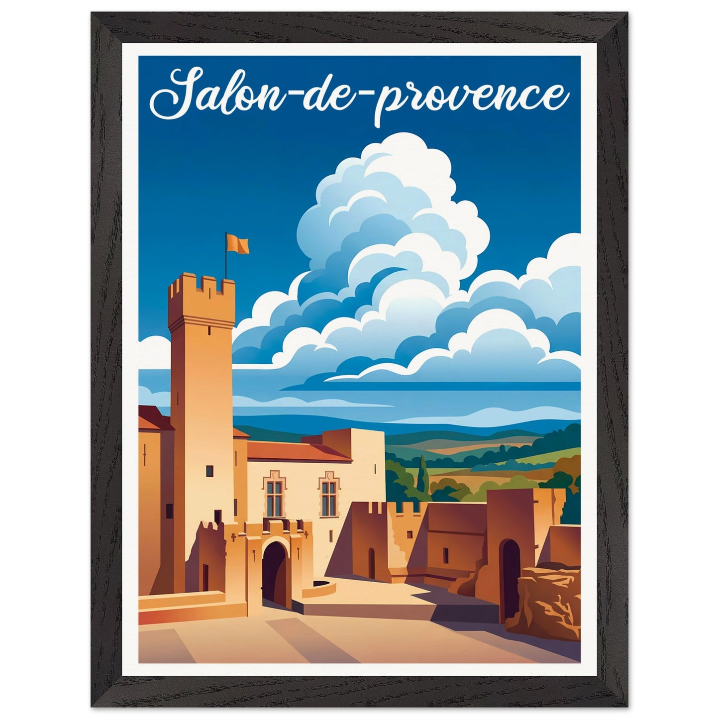 Affiche Salon-de-Provence - Encadrée, cadre noir 30x40 cm