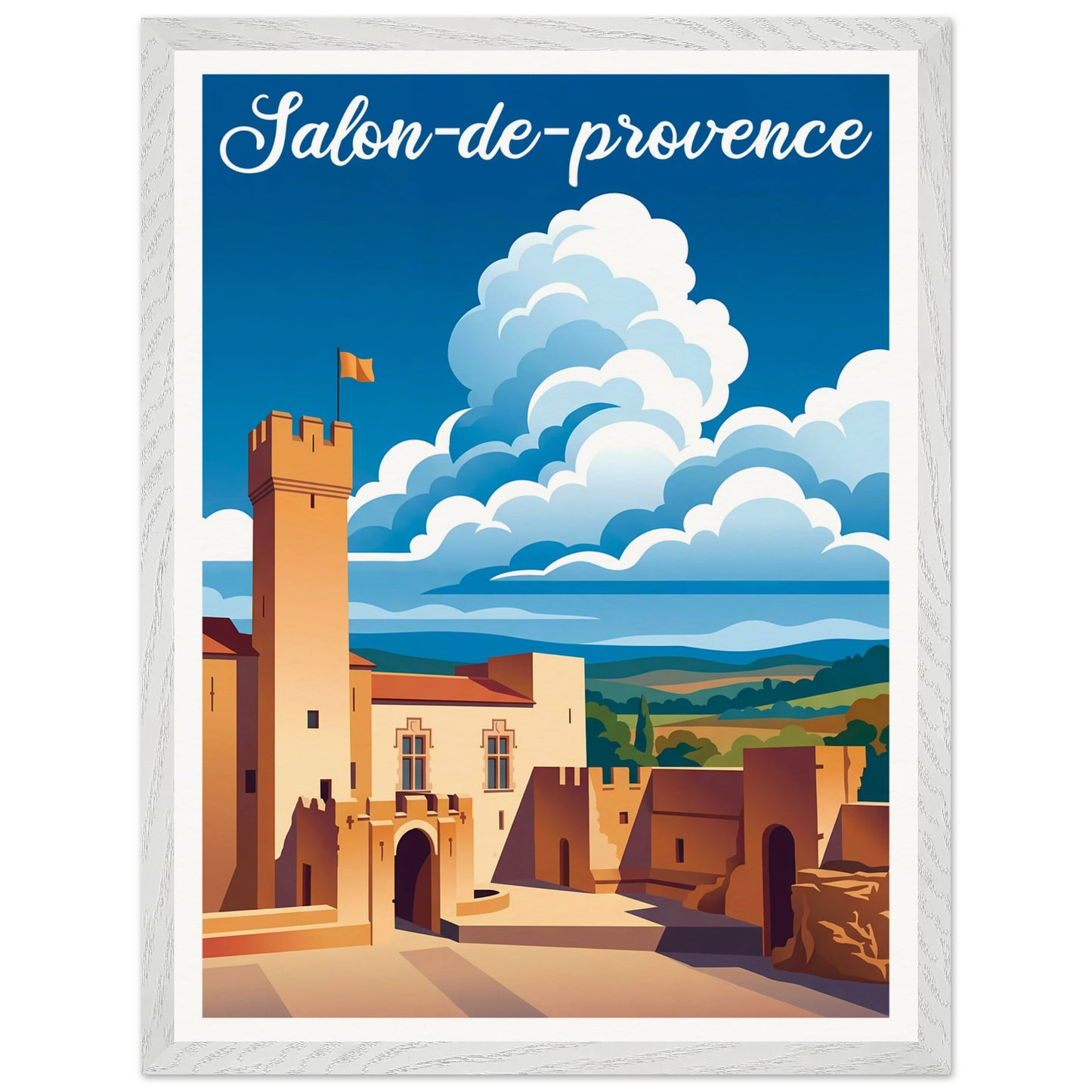 Affiche Salon-de-Provence - Encadrée, cadre blanc 45x60 cm