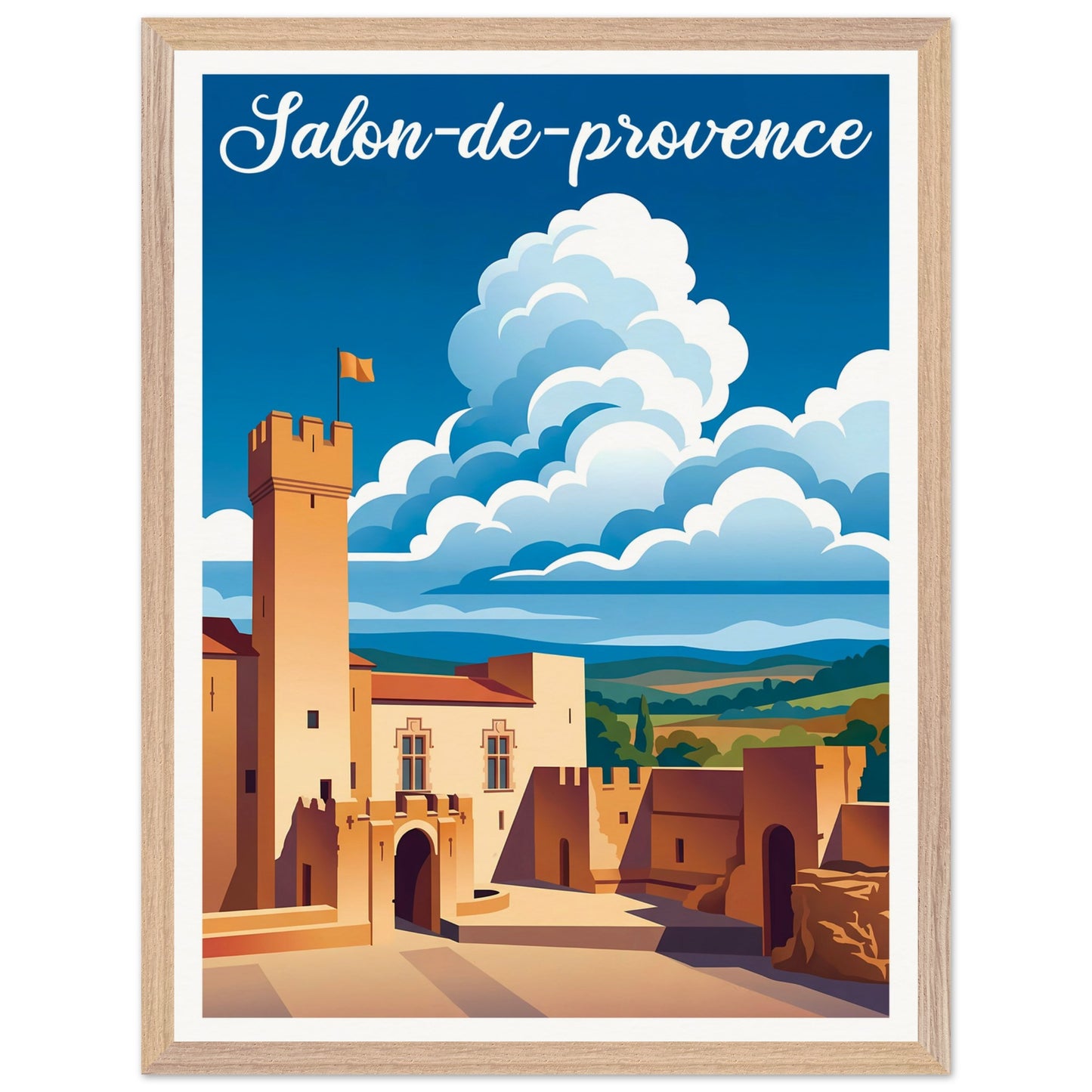 Affiche Salon-de-Provence - Encadrée, cadre bois 45x60 cm