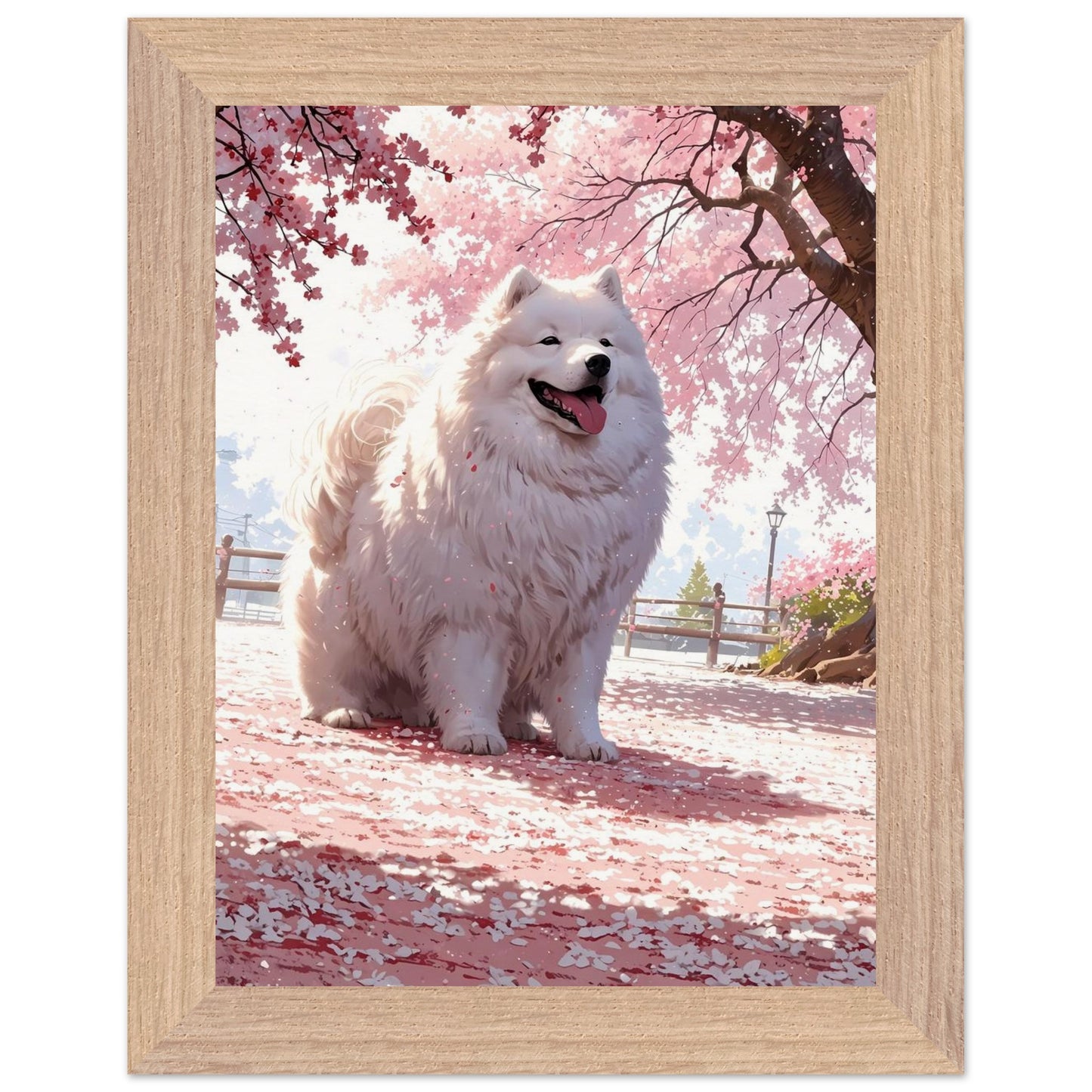 Affiche Samoyède blanc Encadrée, cadre bois 15x20 cm