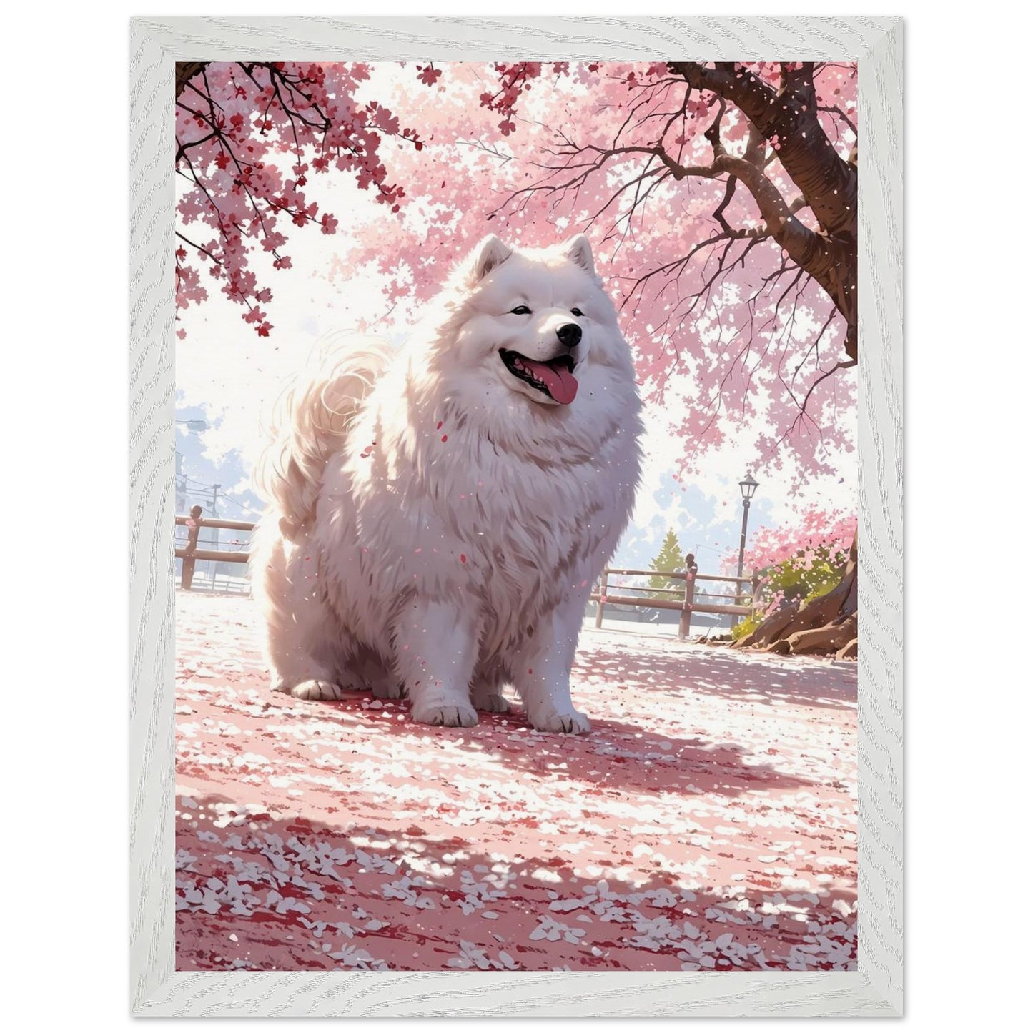 Affiche Samoyède blanc Encadrée, cadre blanc 30x40 cm