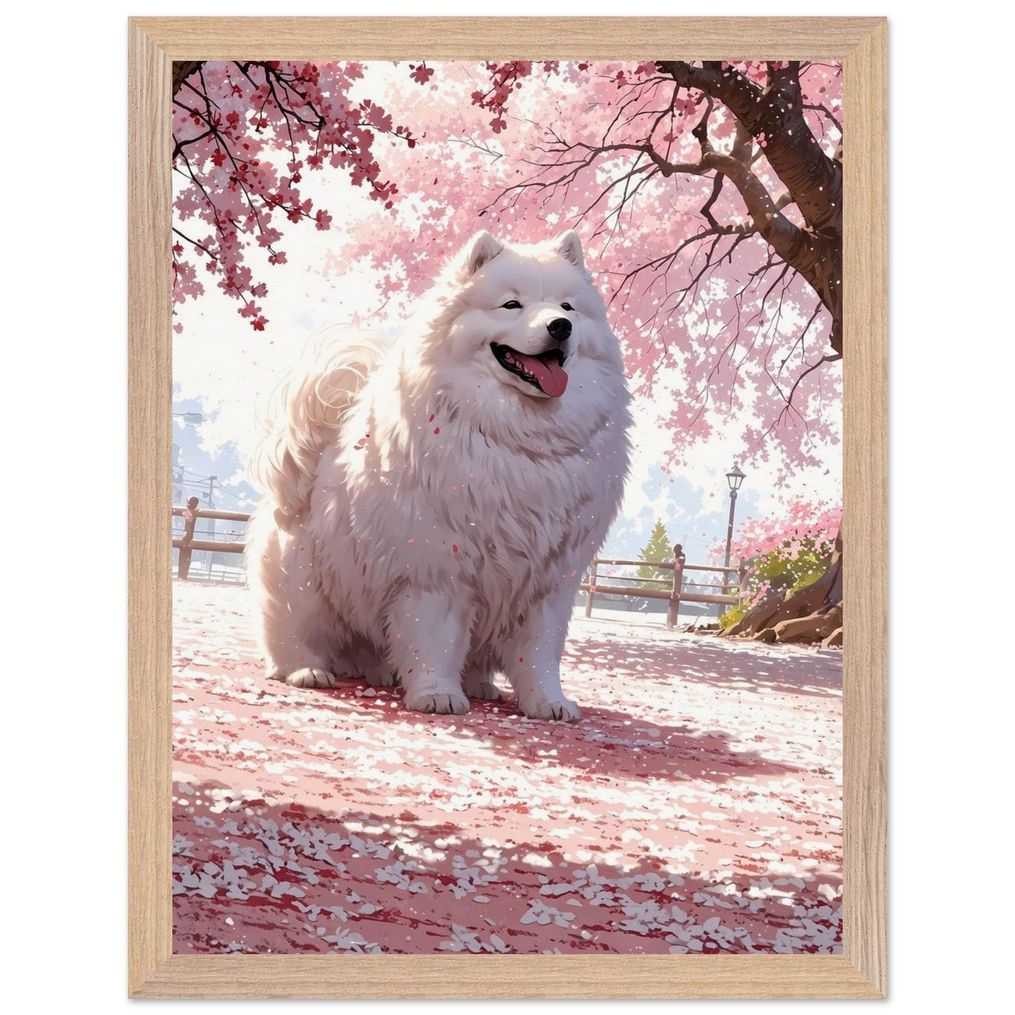 Affiche Samoyède blanc Encadrée, cadre bois 30x40 cm