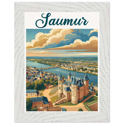 Affiche Saumur - Encadrée, cadre blanc 15x20 cm