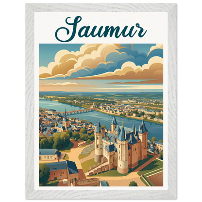 Affiche Saumur - Encadrée, cadre blanc 30x40 cm