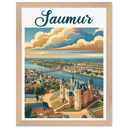 Affiche Saumur - Encadrée, cadre bois 30x40 cm