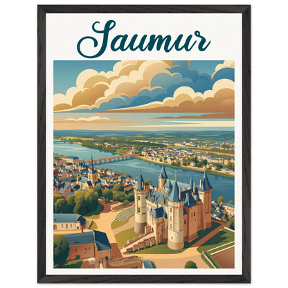 Affiche Saumur - Encadrée, cadre noir 45x60 cm