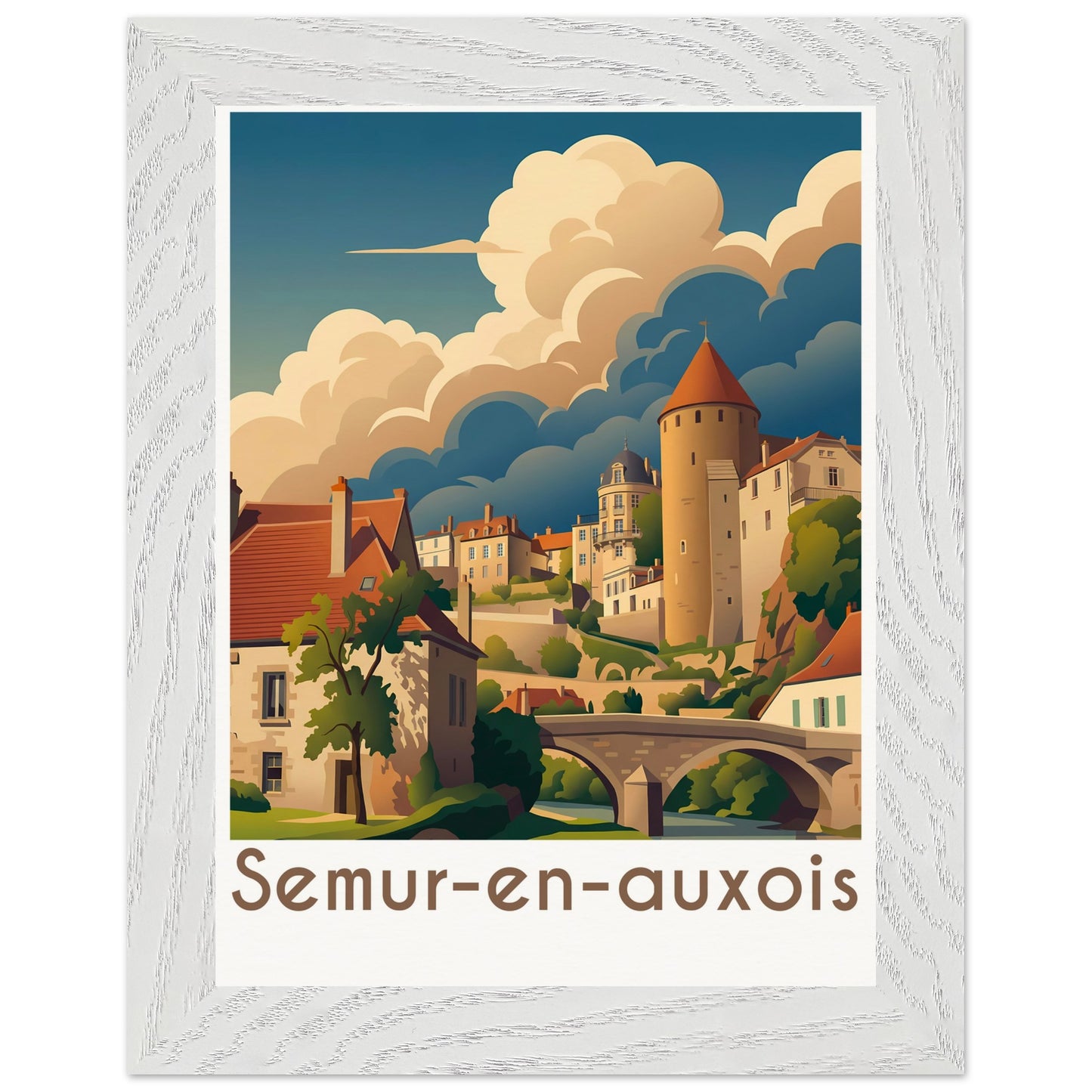 Affiche Semur-en-Auxois - Encadrée, cadre blanc 15x20 cm