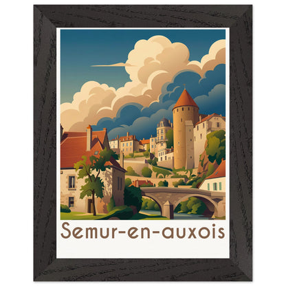 Affiche Semur-en-Auxois - Encadrée, cadre noir 15x20 cm