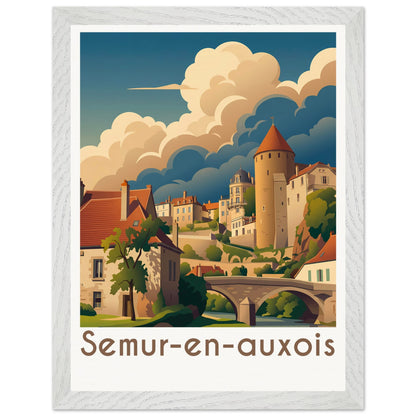 Affiche Semur-en-Auxois - Encadrée, cadre blanc 30x40 cm