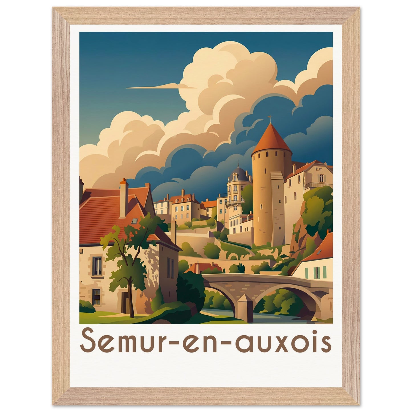 Affiche Semur-en-Auxois - Encadrée, cadre bois 30x40 cm
