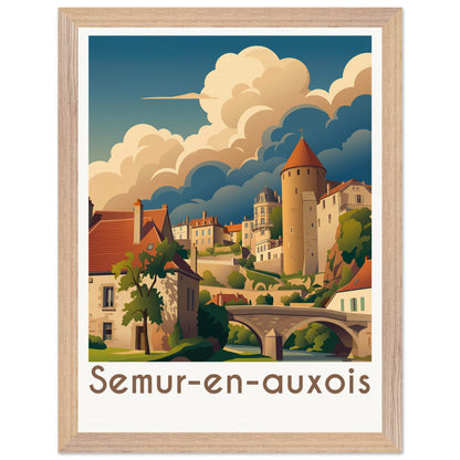 Affiche Semur-en-Auxois - Encadrée, cadre bois 30x40 cm