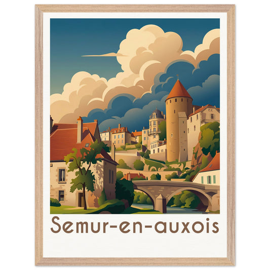 Affiche Semur-en-Auxois - Encadrée, cadre bois 45x60 cm