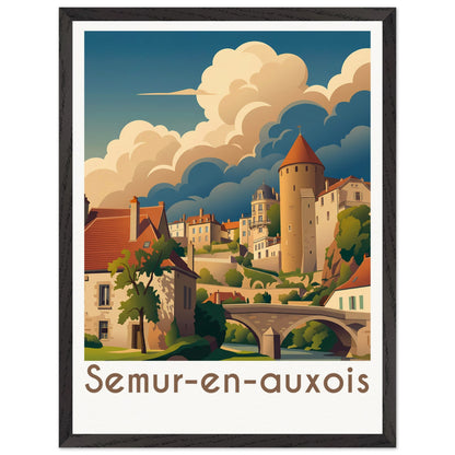 Affiche Semur-en-Auxois - Encadrée, cadre noir 45x60 cm