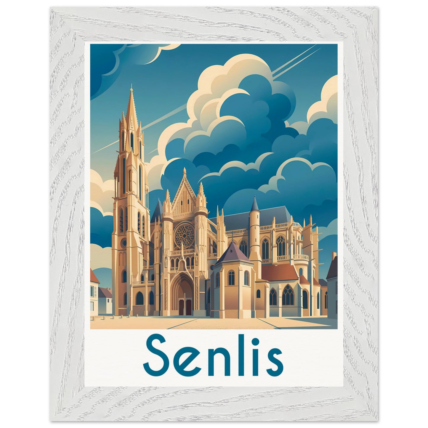 Affiche Senlis - Encadrée, cadre blanc 15x20 cm
