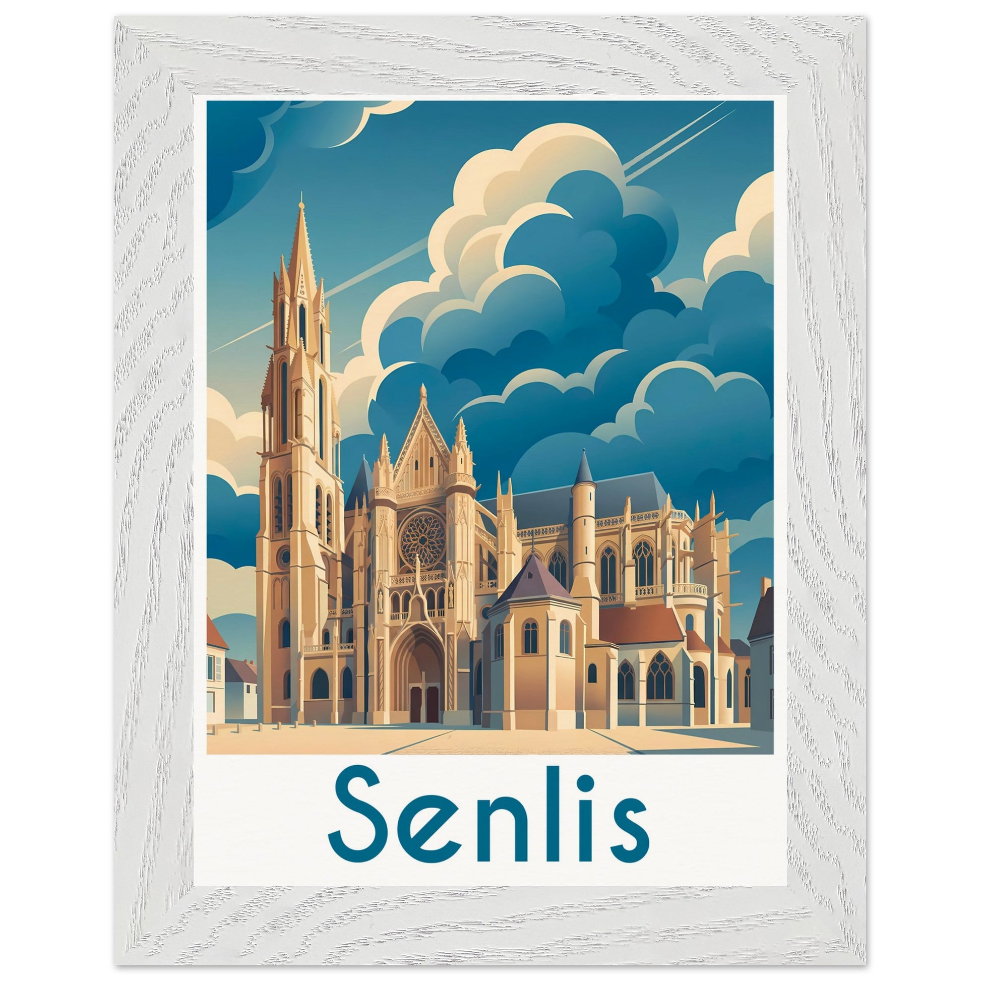 Affiche Senlis - Encadrée, cadre blanc 15x20 cm