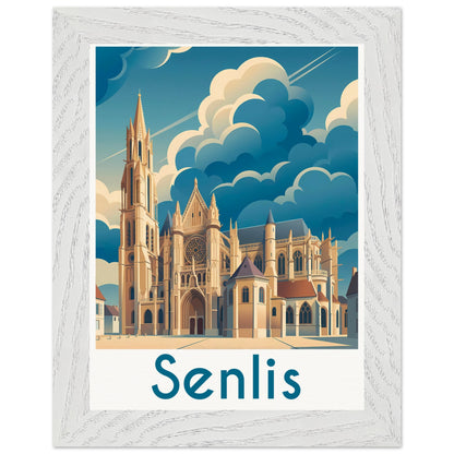 Affiche Senlis - Encadrée, cadre blanc 15x20 cm