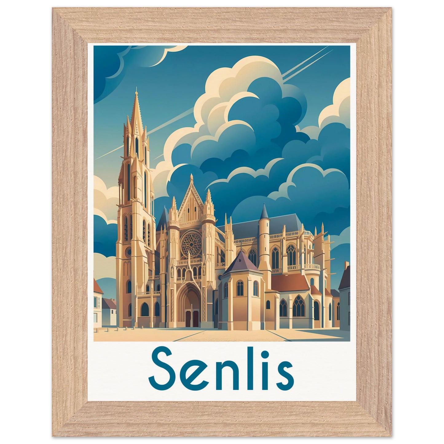 Affiche Senlis - Encadrée, cadre bois 15x20 cm