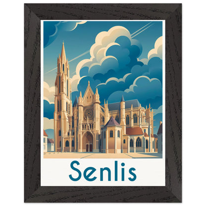 Affiche Senlis - Encadrée, cadre noir 15x20 cm