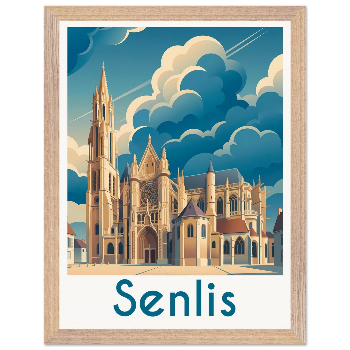 Affiche Senlis - Encadrée, cadre bois 30x40 cm