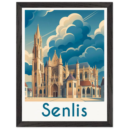 Affiche Senlis - Encadrée, cadre noir 30x40 cm