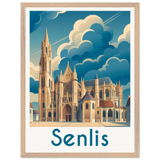 Affiche Senlis - Encadrée, cadre bois 45x60 cm