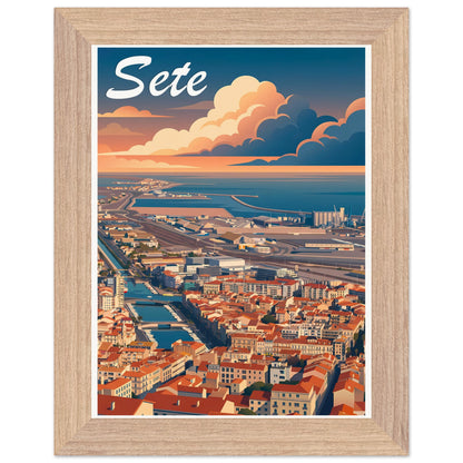 Affiche Sète - Encadrée, cadre bois 15x20 cm