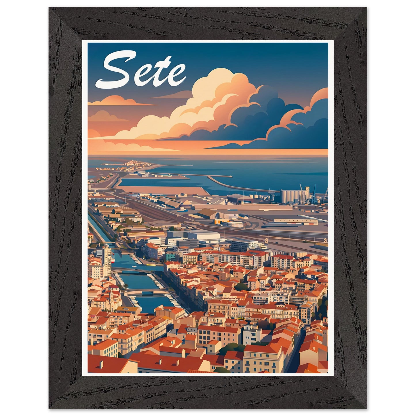 Affiche Sète - Encadrée, cadre noir 15x20 cm