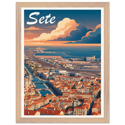 Affiche Sète - Encadrée, cadre bois 30x40 cm