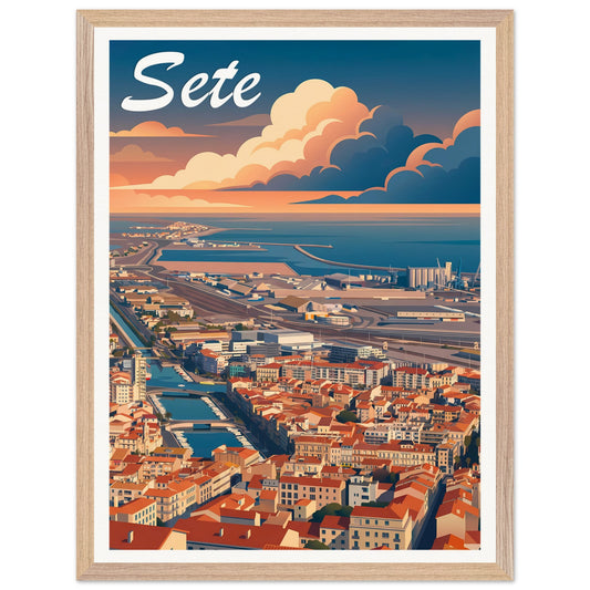 Affiche Sète - Encadrée, cadre bois 45x60 cm
