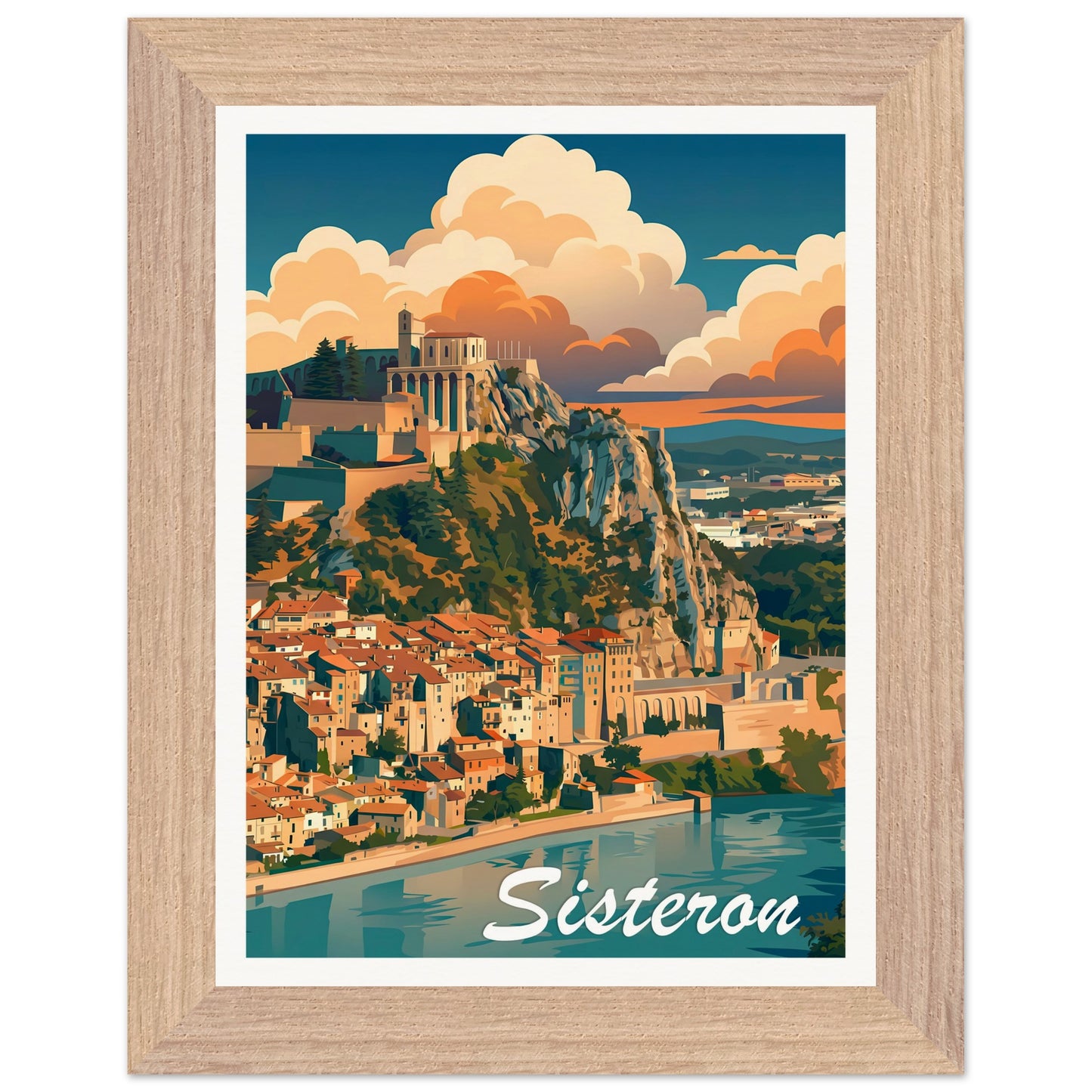 Affiche Sisteron - Encadrée, cadre bois 15x20 cm