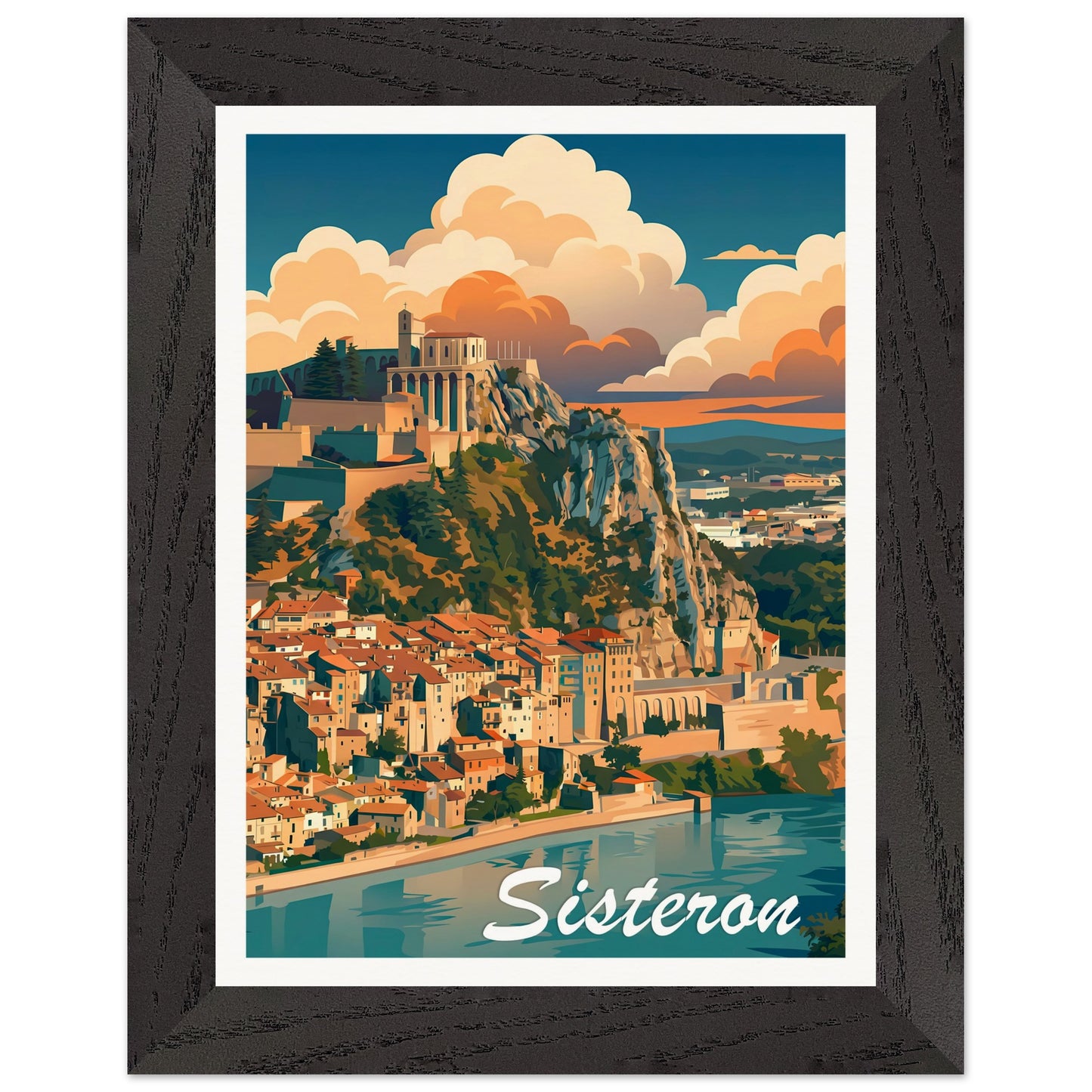 Affiche Sisteron - Encadrée, cadre noir 15x20 cm