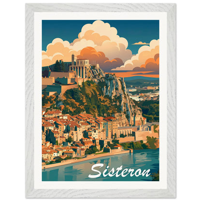 Affiche Sisteron - Encadrée, cadre blanc 30x40 cm
