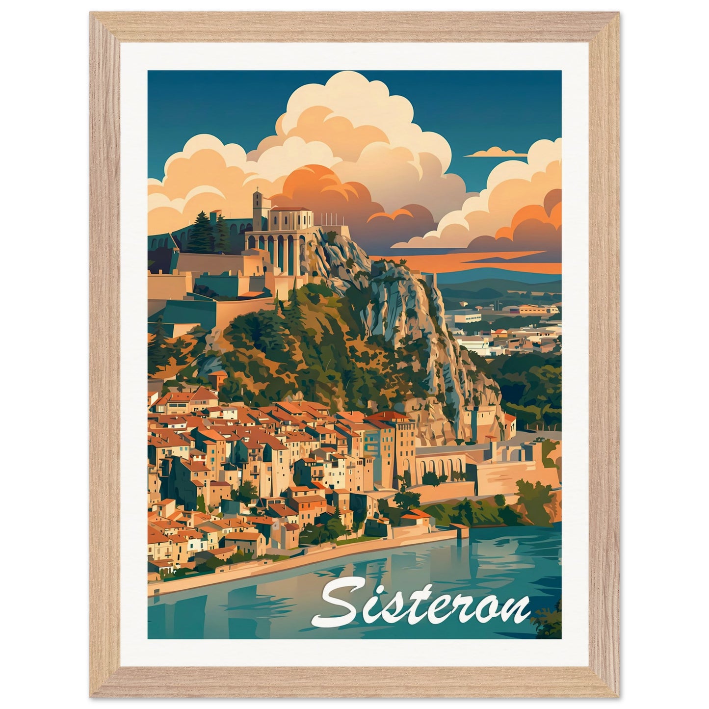 Affiche Sisteron - Encadrée, cadre bois 30x40 cm