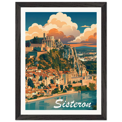Affiche Sisteron - Encadrée, cadre noir 30x40 cm