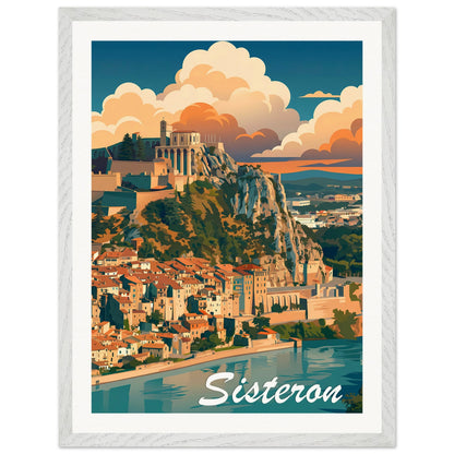 Affiche Sisteron - Encadrée, cadre blanc 45x60 cm