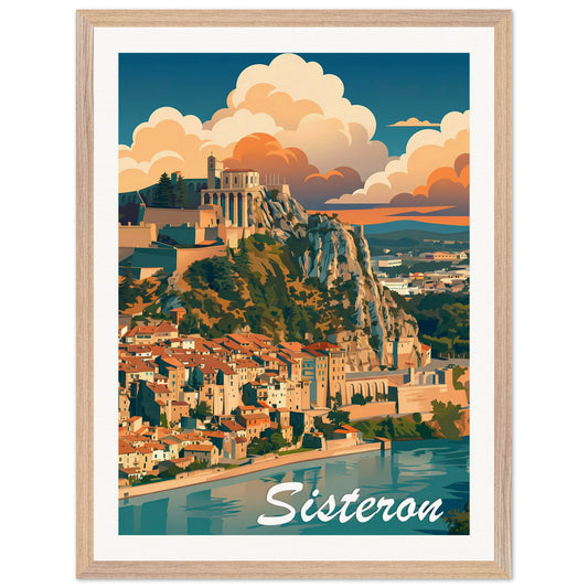 Affiche Sisteron - Encadrée, cadre bois 45x60 cm