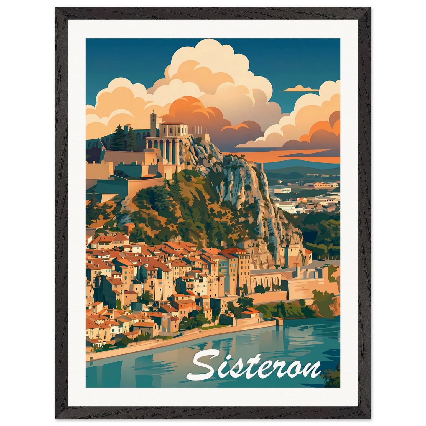 Affiche Sisteron - Encadrée, cadre noir 45x60 cm